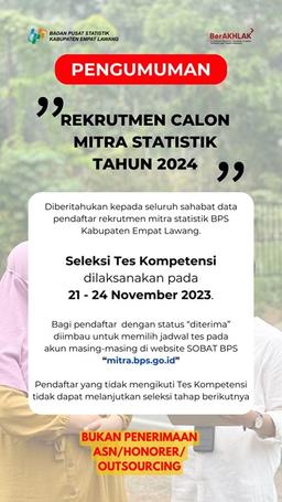 Pengumuman Calon Mitra Statistik Tahun 2024 Yang Lolos Seleksi Administrasi